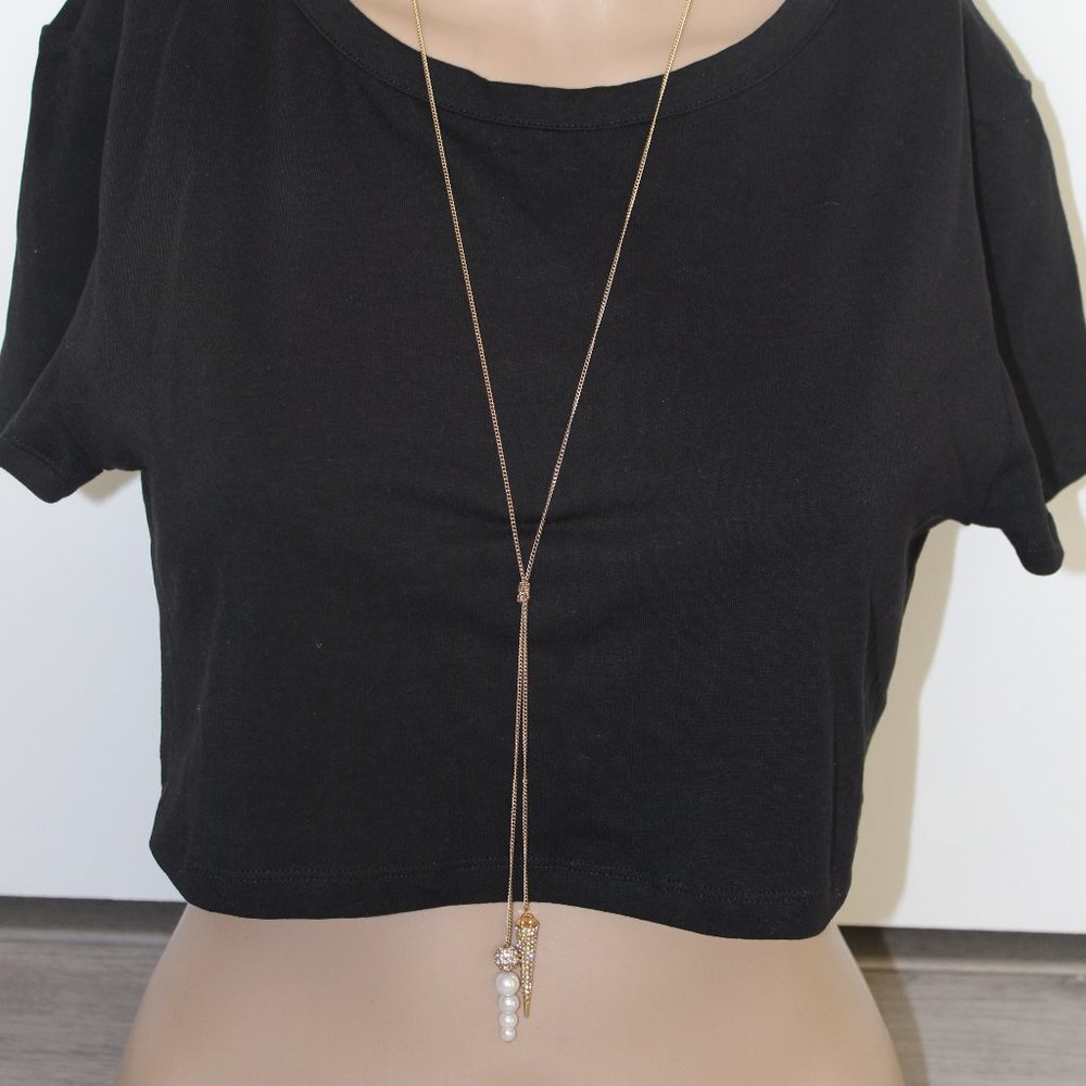 BaubleBar Double Tail Y Chain Necklace Gold
